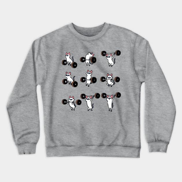 Olympic Lifting Siamese Cat Crewneck Sweatshirt by huebucket